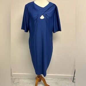 Women’s Cenia Blue Keyhole Short Sleeve Cocktail Dress Reg Fit Size 1X